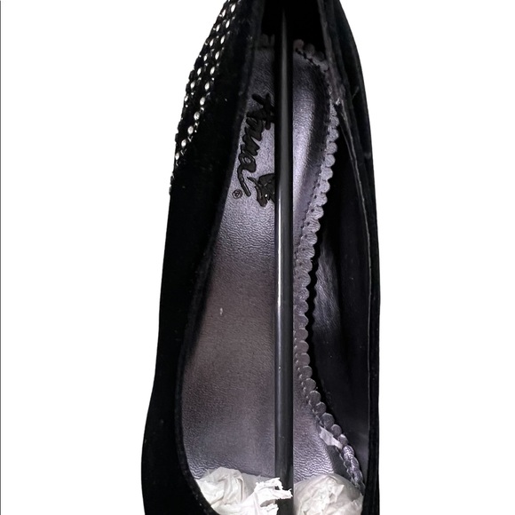 VINTAGE ANNA VELVET AND RHINESTONE HIGH HEELS SZ 6 nwt 1990s black stiletto - Picture 5 of 8